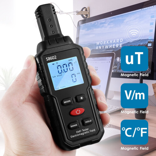 EMF Detector Portable 3-in-1 Handheld Meter with LCD and 1