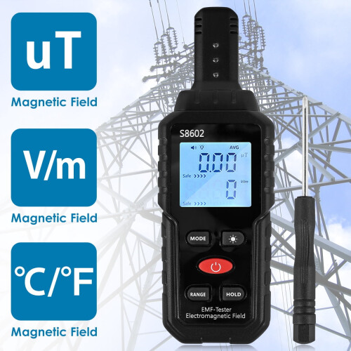 EMF Detector Portable 3-in-1 Handheld Meter with LCD and 2