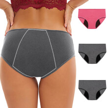 Mensunderkläder för kvinnor, enfärgade, plusstorlek, 3-pack