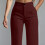 Women's Casual Solid High-Waisted Straight Trousers Dark 2