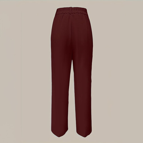 Women's Casual Solid High-Waisted Straight Trousers Dark 2