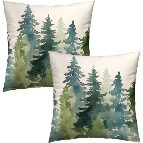 Conjunto de 2 capas de almofada natalinas 60x60cm (24x24 polegadas) - Floresta de Inverno 1