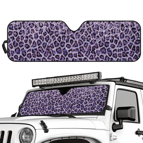 Purple Leopard Print Windshield Sun Shade for Jeep Wrangler 1