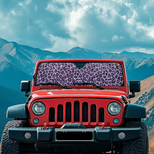 Purple leopard print windshield sun shade for Jeep Wrangler 2