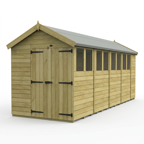 6 x 19 Apex Shed Tanalised (Double Door, With Windows) 1