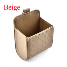 (Beige)Car Universal Auto Storage Box Pouch Bag Phone Charge Holder Organizer Pocket