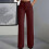 Women's Casual Solid High-Waisted Straight Trousers Dark 1