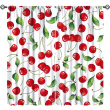 Fruit Berry Curtains Fresh Red Cherry Green Garden Rod