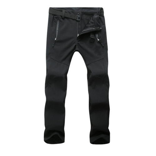 Women's Black Fleece-Lined Waterproof Snow Pants