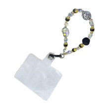 Beaded Phone Wrist Strap Black Gold Women 1 Pack