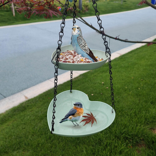 Double Layer Hanging Bird Bath Bowl Weather-Resistant for