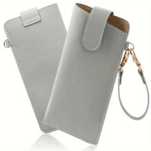 Eyeglass Case Soft Leather Portable Slim Travel Pouch for