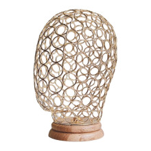 Hat Display Stand with Wooden Base and Metal Hollow