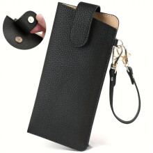 Eyeglass Case Soft Leather Portable Slim Travel Pouch for