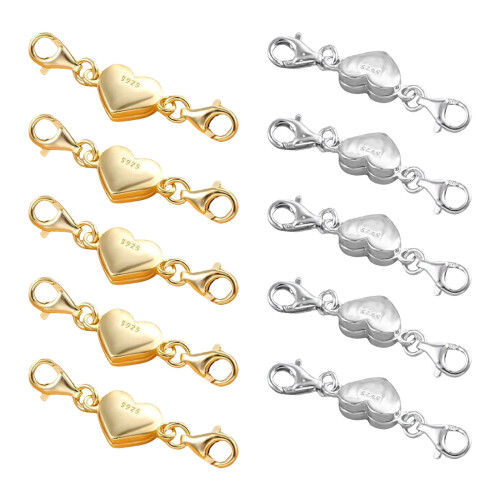 Magnetic Cylinder Clasps Set Gold Silver Finish 10 pcs