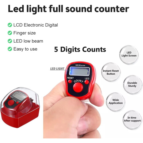 LED Digital Tally Counter 5-Digit with Carry Ring and Hard 1