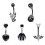 Heart CZ Belly Button Rings Opal Bat Demon 5PCS 1