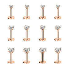 Labret Lip Studs Push-In 12-Piece Set 16G