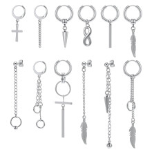 Punk Cross Hoop Earrings Set 12 Pieces