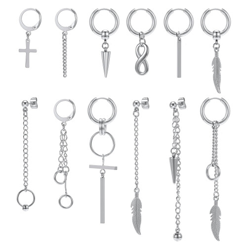 Punk Cross Hoop Earrings Set 12 Pieces