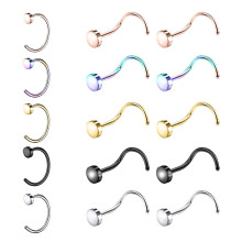 Nose Hoop Ring Set Rose Gold Black 15 pcs