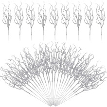 Silver Glitter Berry Stems Christmas Decor 30 pcs