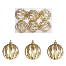 Gold Glitter Christmas Ball Ornaments 2.36 inch 6 pcs