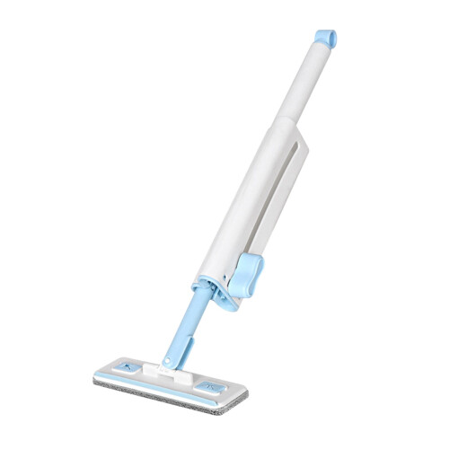 Compact Flat Mop with 360 Rotating Head and Scrub Brush