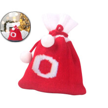 Kerst gebreide cadeautas met trekkoord, rood-wit kerstmanzak