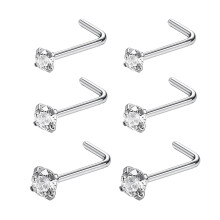 Stainless Steel Crystal Nose Stud Set 6 Pieces