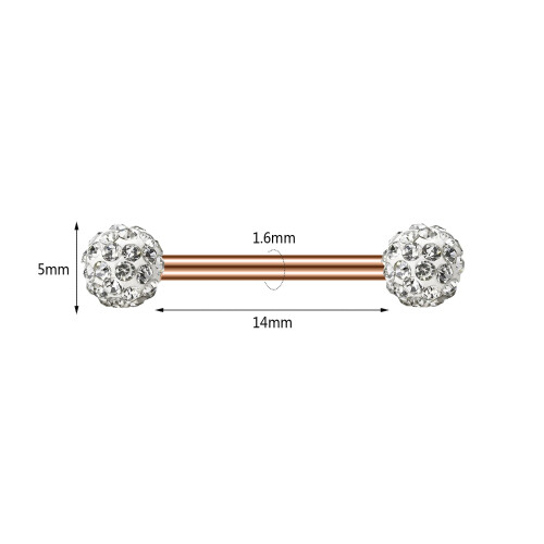 Cubic Zirconia Rose Gold Nipple Ring 14G 1