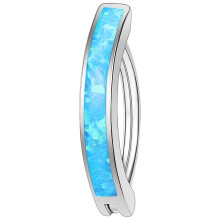 925 Sterling Silver Reverse Curved Belly Ring with Opal 14G