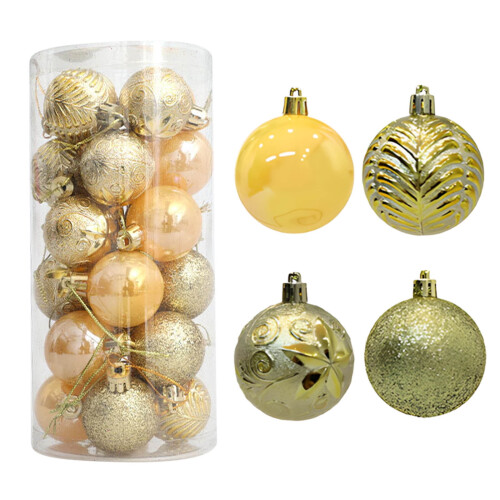 Christmas Ball Ornaments Set Gold Shatterproof 24PCS