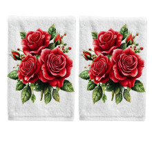 Roses Flower Hand Towels Cotton Set 15.5x29.5 Inch