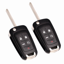 Replacement Remote Key Fob Black 5-Button 2-Pack with Chip