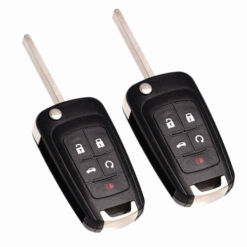 Replacement Remote Key Fob Black 5-Button 2-Pack with Chip