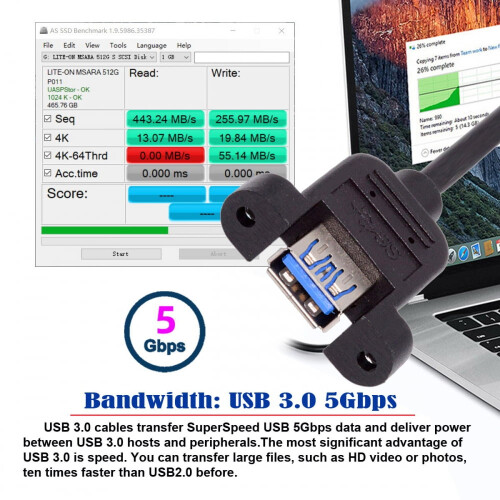 USB 3.0 konektor typu A, uhlový nadol, samec-samica 2