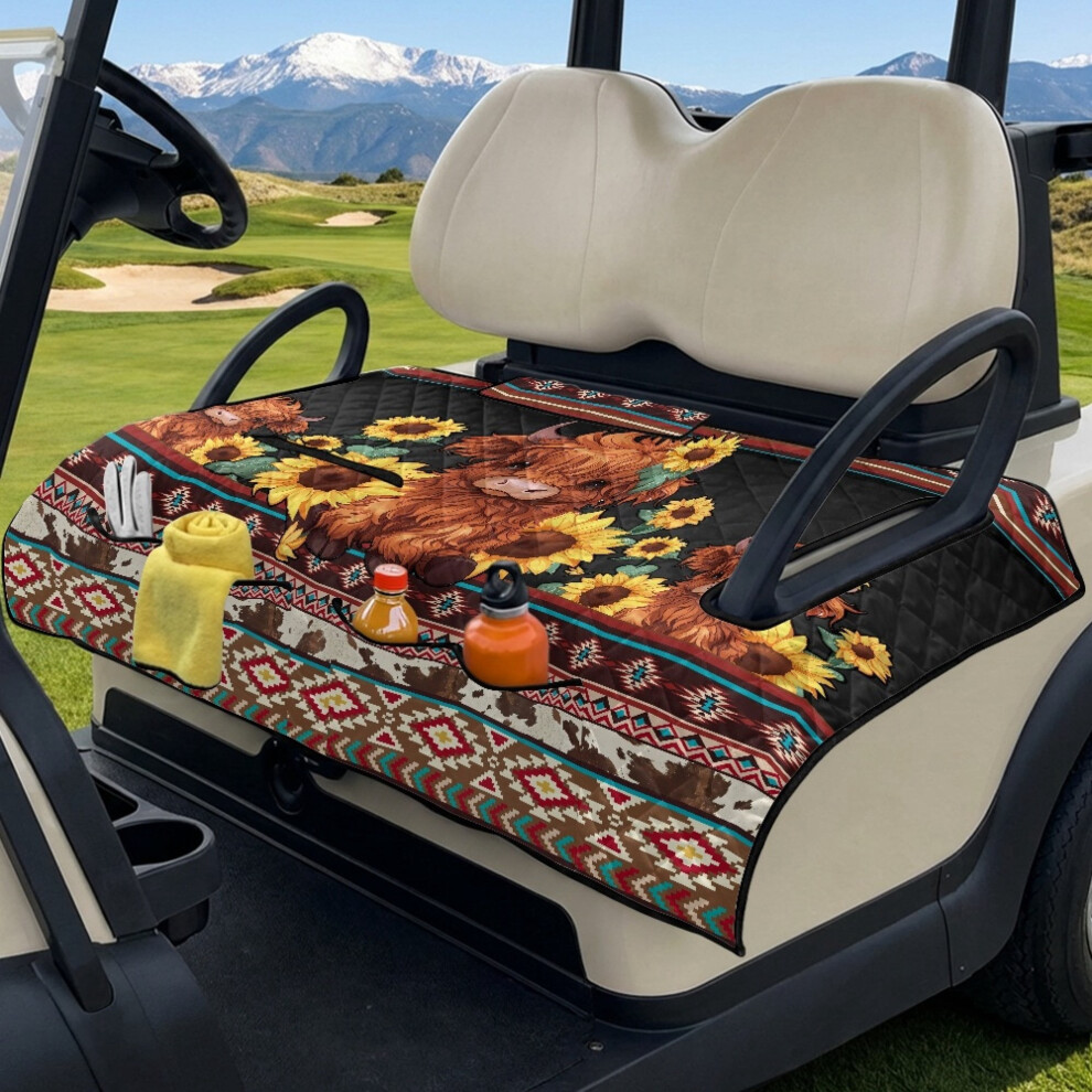 Golf Cart Seat Covers Highland Cow Sunflower Tribal 9043876577871