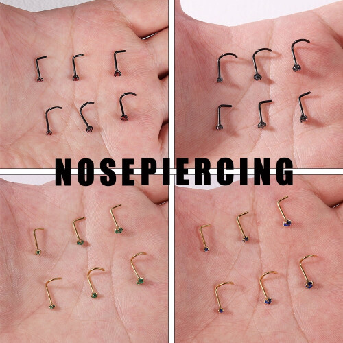 Crystal Nose Ring Piercing Set 9 pcs 20g 1