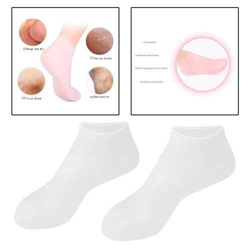 Soft Silicone Socks for Cracked Feet White L 2