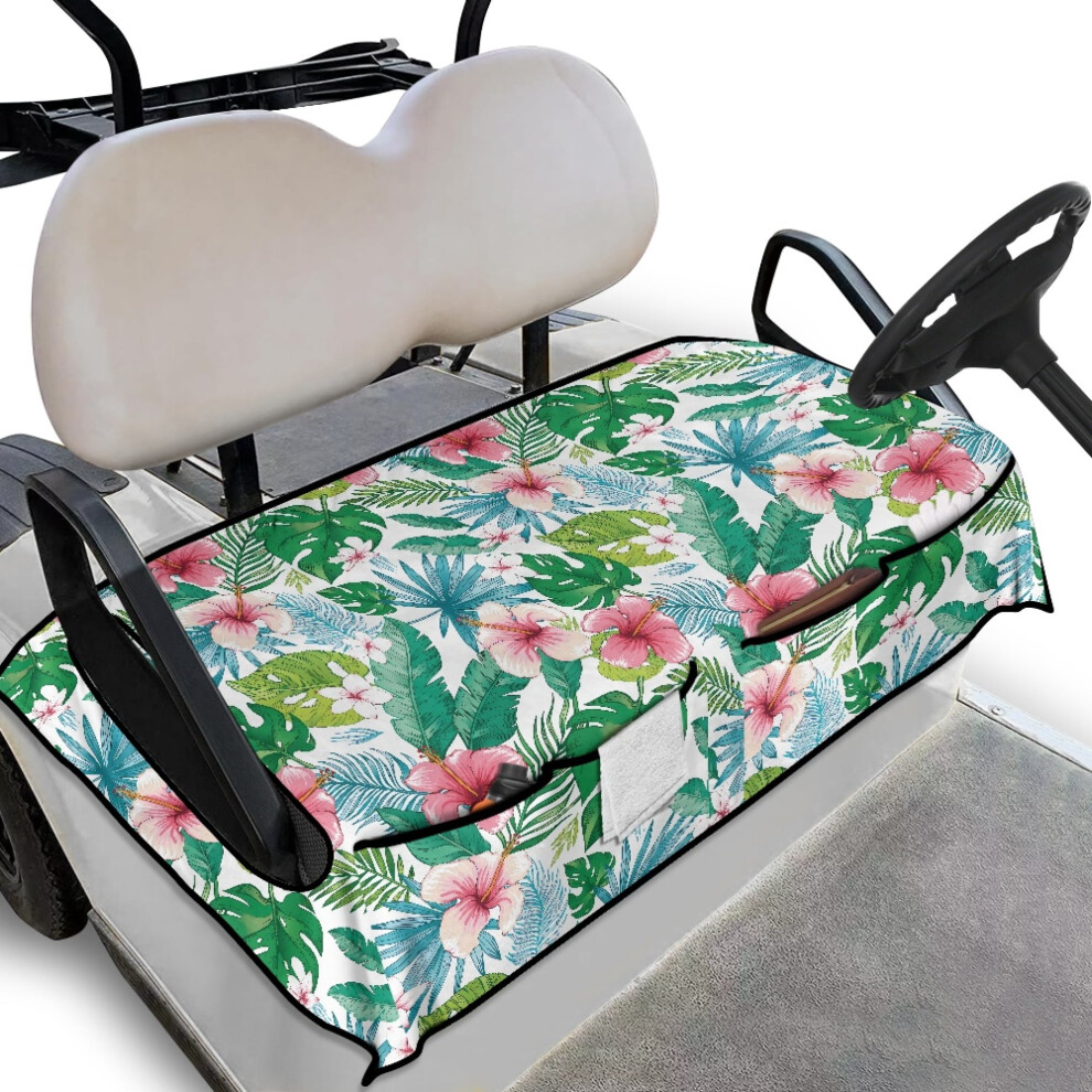 Floral Golf Cart Seat Cover With 4 Pockets Pink 9043876587146