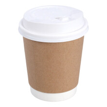 Disposable Kraft Paper Cups 8 oz 50 pcs with White Lid