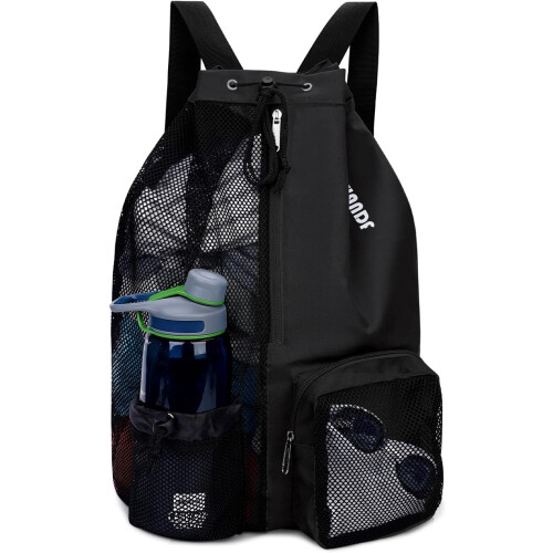 Swim Bag Mesh Drawstring Backpack with Wet Pocket