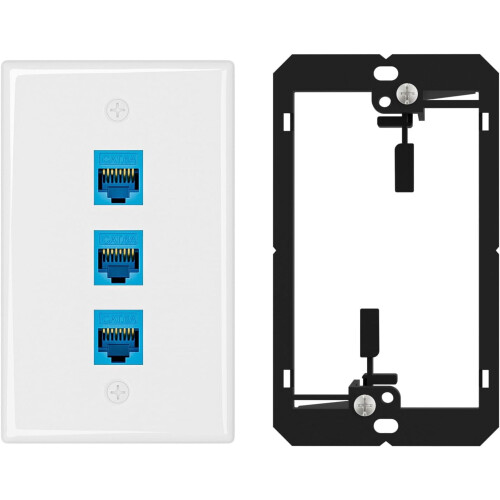 10Gbps Ethernet Wall Plate CAT6A 1-Port RJ45 2 Pack