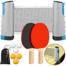 Ping Pong Paddle Set Portable with Retractable Net and