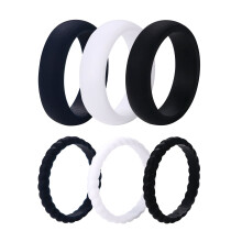 Silicone Wedding Ring for Women 3mm Thin Braided 6 Pack
