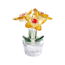 Five-Petaled Flower Figurine Crystal Glass Ornament Yellow