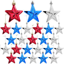 4th of July Star Ornaments Blue Red 24 Pcs