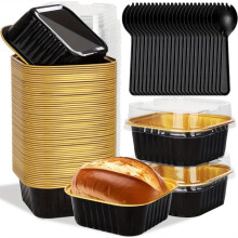Aluminum Foil Cake Pans with Lids and Spoons 60-Pack