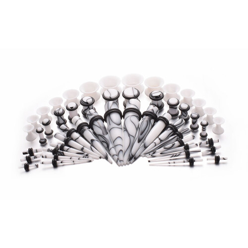 Ear Stretching Kit Acrylic Tapers and Plugs 50 Pieces